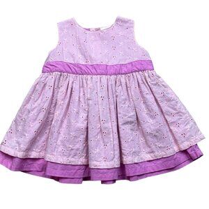 Hanna Andersson Baby Girl Eyelet Overlay Dress Size 3-6 Months